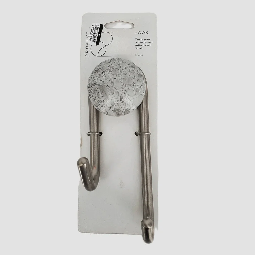 Project 62 Wall Hook Matte Gray Terrazzo and Satin Nickel Finish Bedroom Home‎